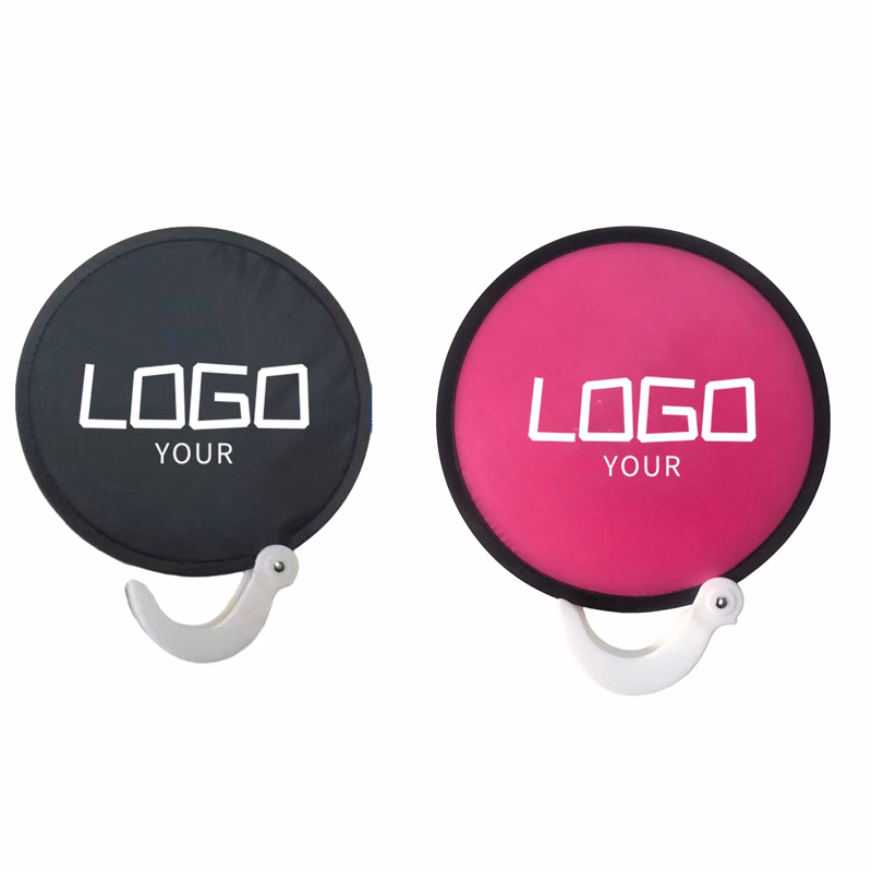 Nylon Foldable Flying Disc Hand Fan w/Storage Pouch