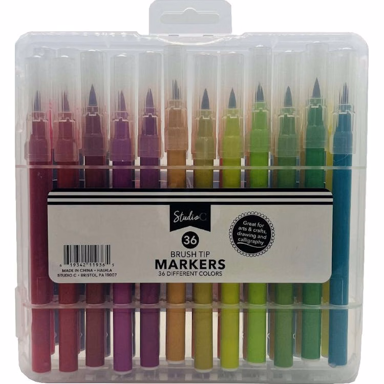 Brush Tip Markers - 36 Colors