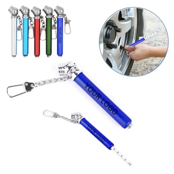 Custom 3.3 inch Portable Tire Gauge Keychain with Accurate PSI Dial — Vehicle Maintenance Tool 1