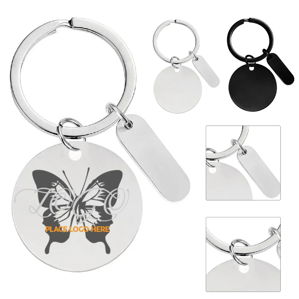 Stainless Steel Round Tag Keychain 1
