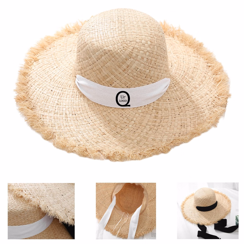 Women'S Lace-Up Sun Protectiv Wide Brim Dome Straw Hat