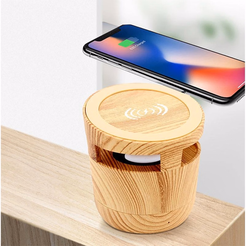 Woodgrain Wireless Charging Pad And Speaker