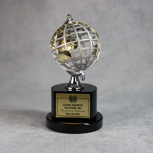Silver And Gold Globe On Black Base 1