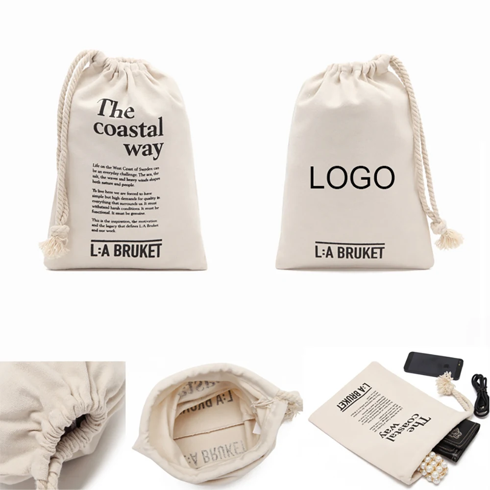 13 3/4 "x 9 7/8 " Cotton Drawstring Bags 1