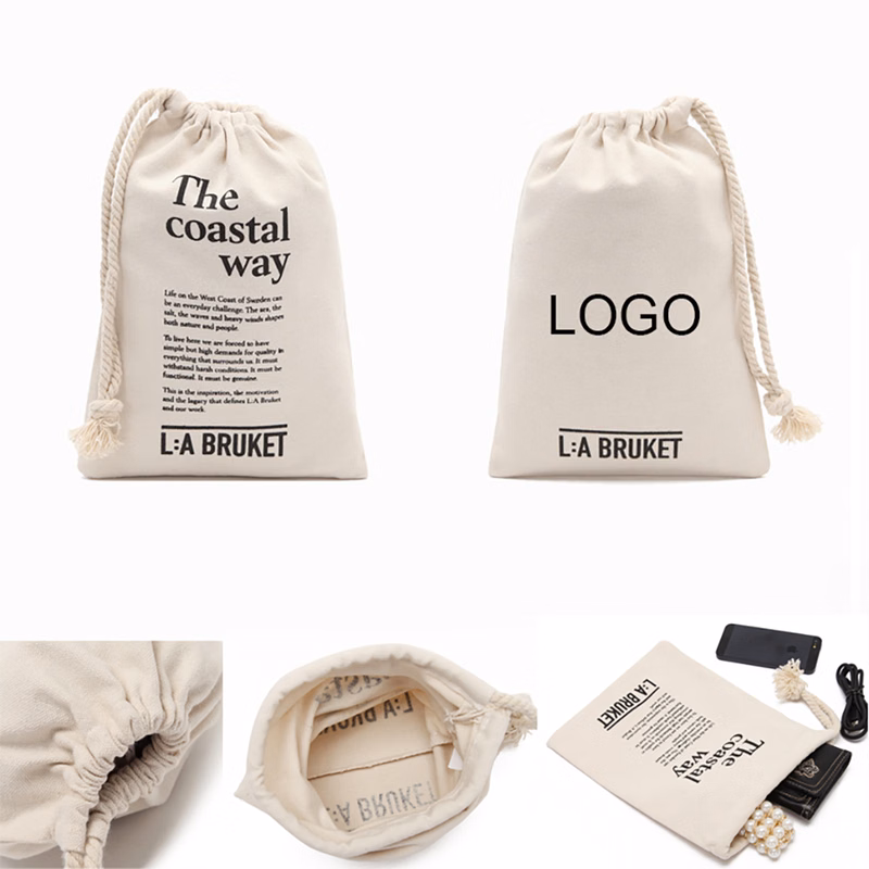 13 3/4 "x 9 7/8 " Cotton Drawstring Bags