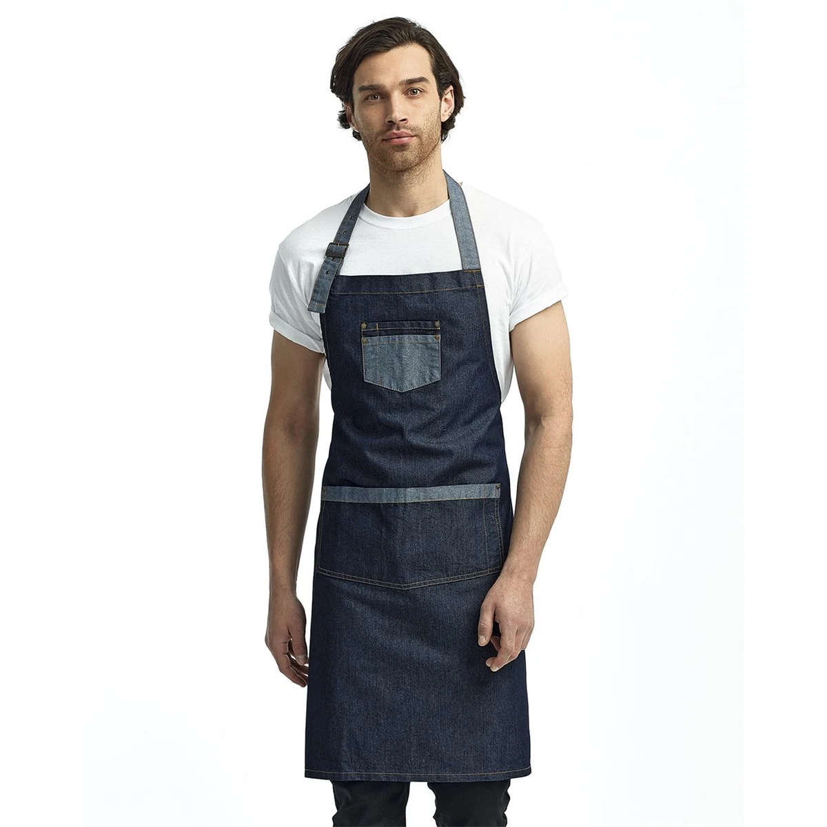 Domain Contrast Denim Bib Apron - RP127 1