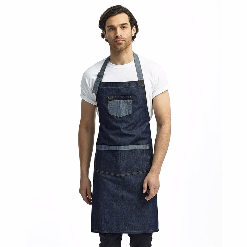 Domain Contrast Denim Bib Apron - RP127