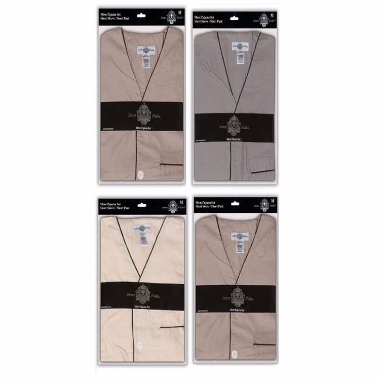Men's Pajama Sets - 4 Colors M-XL Short Sleeve & Shorts