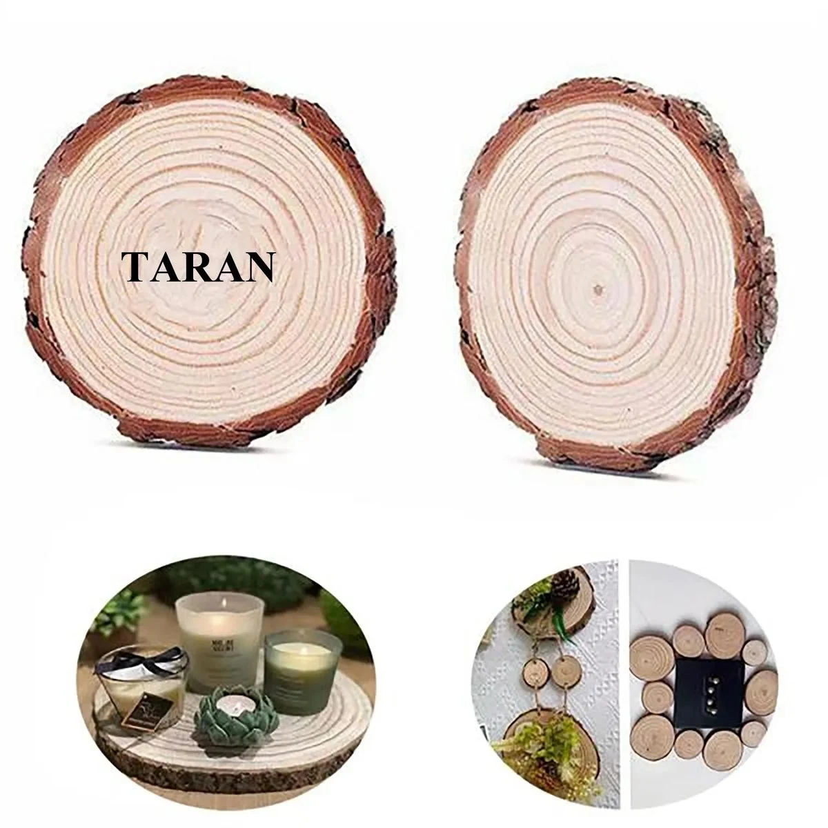 Unfinished Natural Wood Slices Circle With Bark Log Disc 1