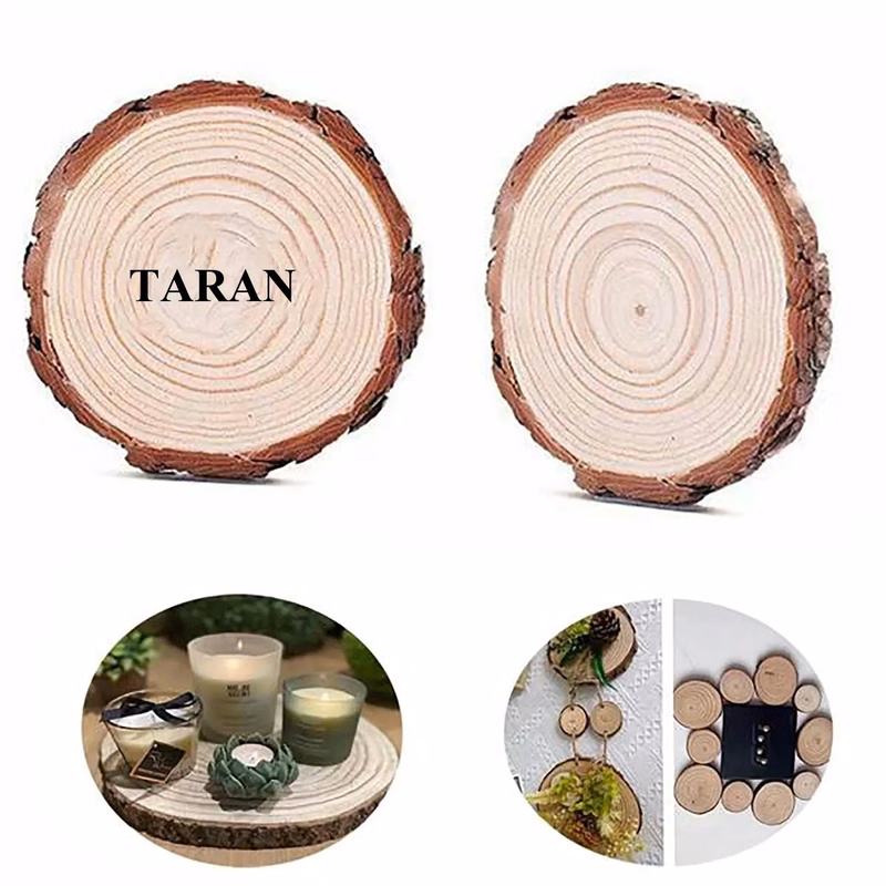 Unfinished Natural Wood Slices Circle With Bark Log Disc