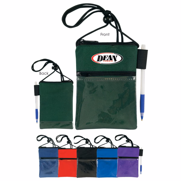 DUAL ZIPPER POCKET BADGE HOLDER/ PASSPORT POUCH