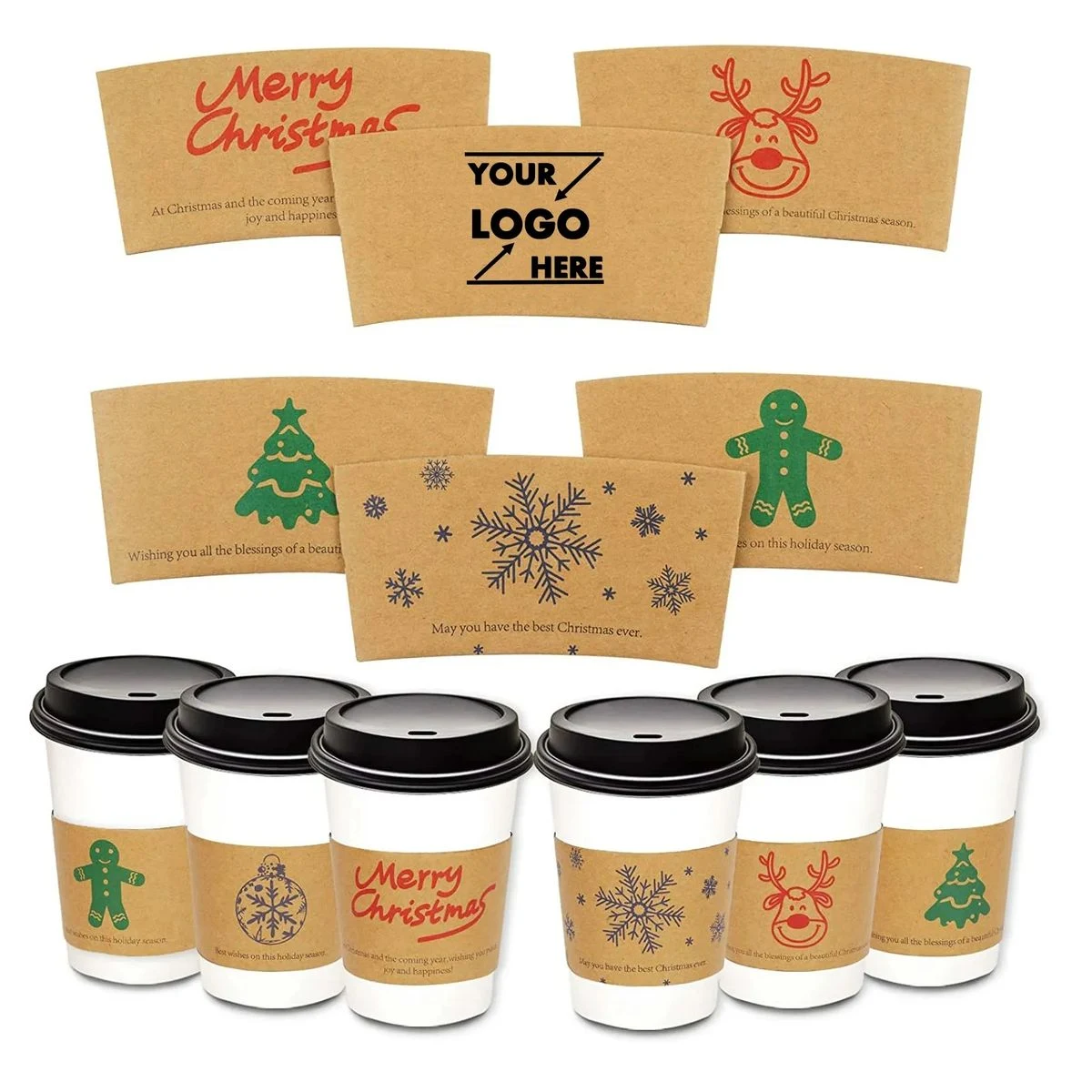 12oz To 16oz Disposable Full Color Printed Coffee Cup Sleeve 1