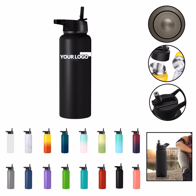 Insulated Stainless Steel Water Bottle With Straw Lid 
