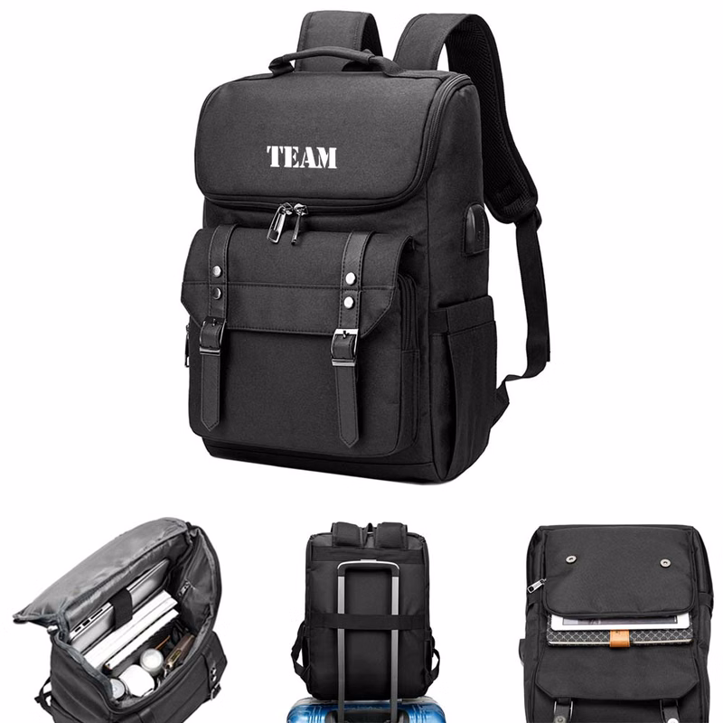 Retro Travel Backpack w/ USB Charging Port