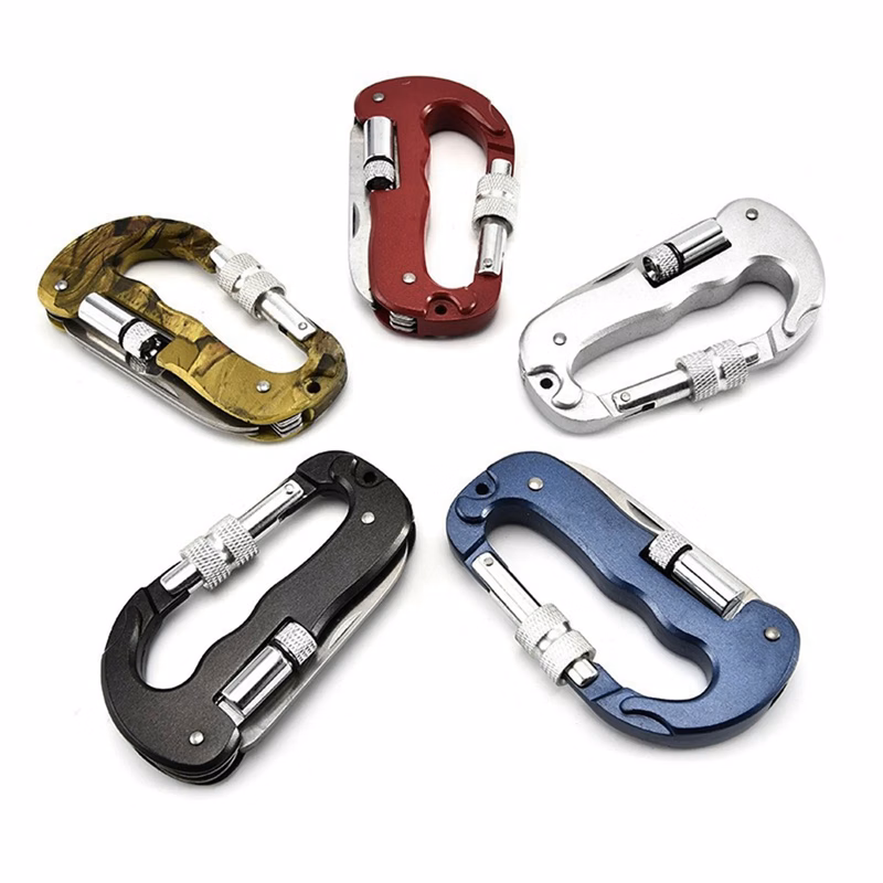 D Type Multi-function Carabiner Knife with Led Light
