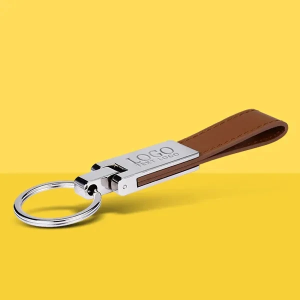 Promotional Leather And Silver Keyring Gift Keychain 1