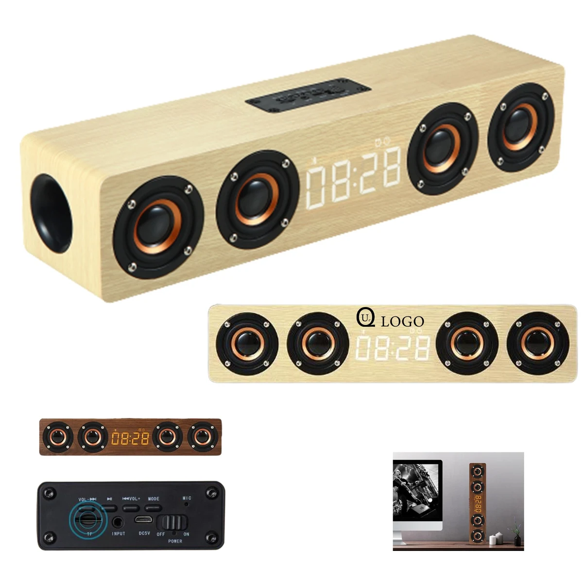 Wooden Wireless Speaker W/ Alarm Clock 1