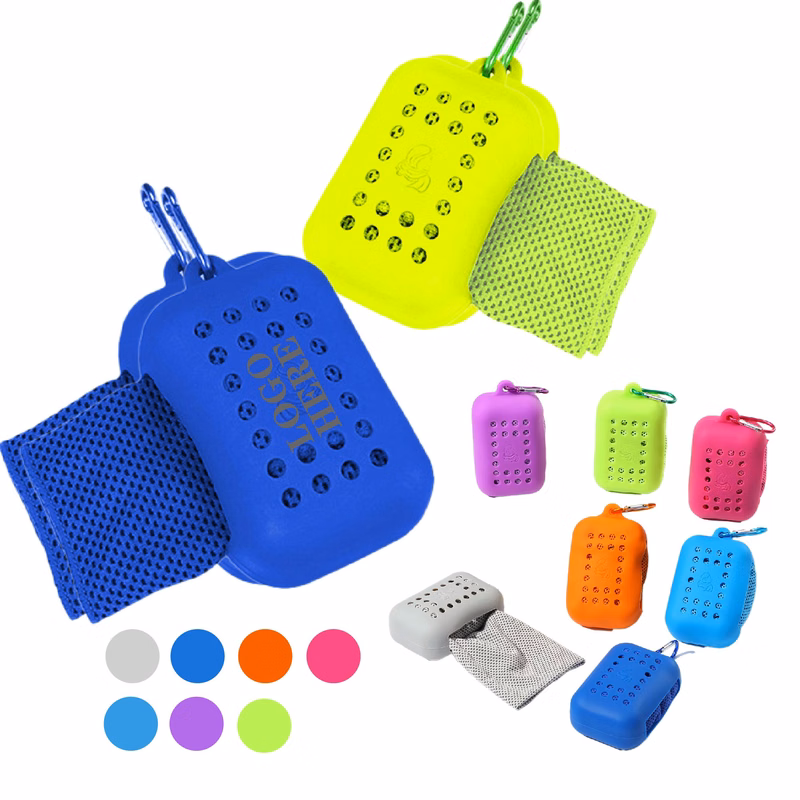 Microfiber Sports Cooling Towel w/ Silicone Case