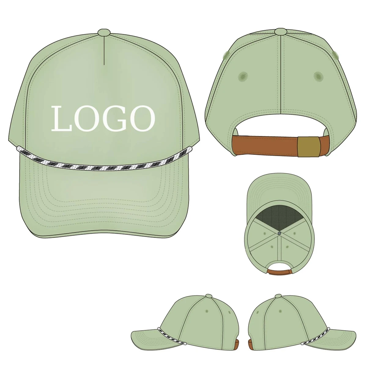 5 Panel Rope Adjustable Snapback Baseball Cap 1