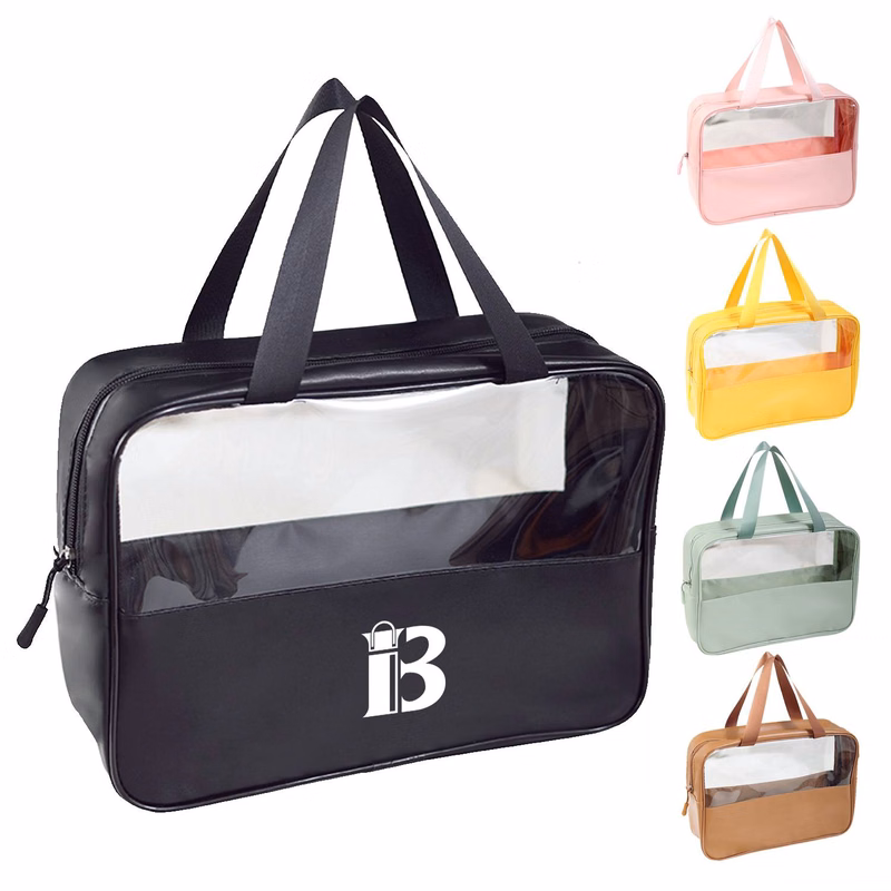 Travel Clear PVC&PU Cosmetic Makeup Bag for Women