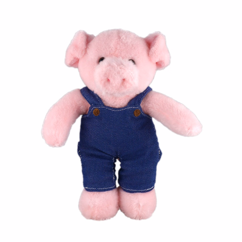 Soft Plush Stuffed Pig in denim overall.