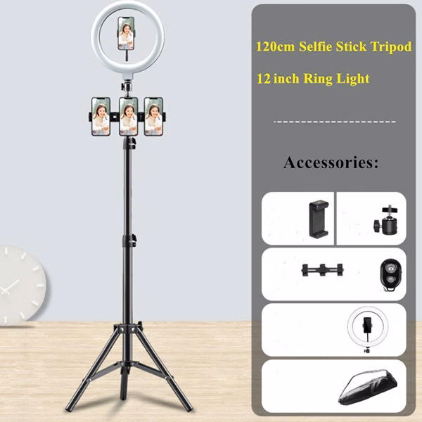 120cm Selfie Stick Tripod  Holder  With 12"  Ring Light