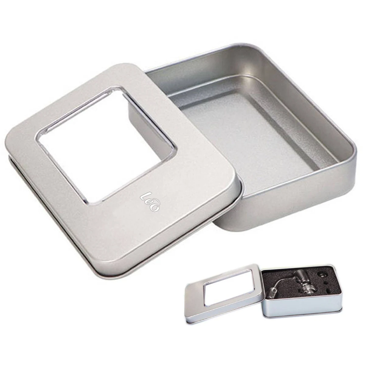 Mini Metal Storage Tin Box w/ Clear Window 1