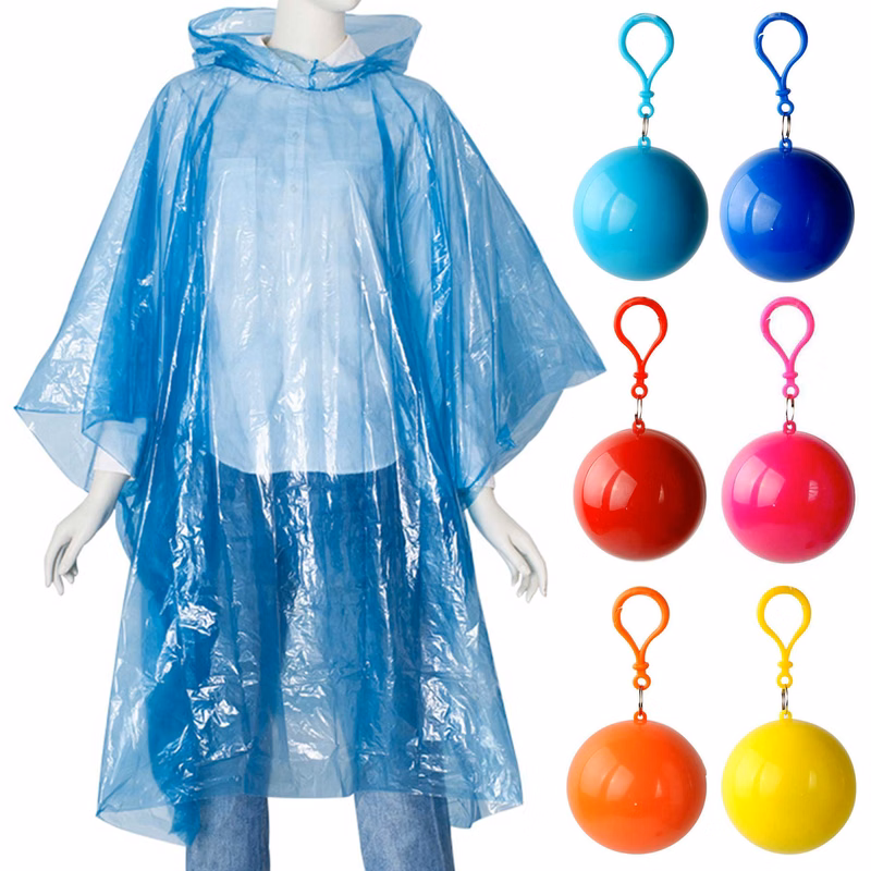 Disposable Poncho Balls Portable Raincoats Keychains