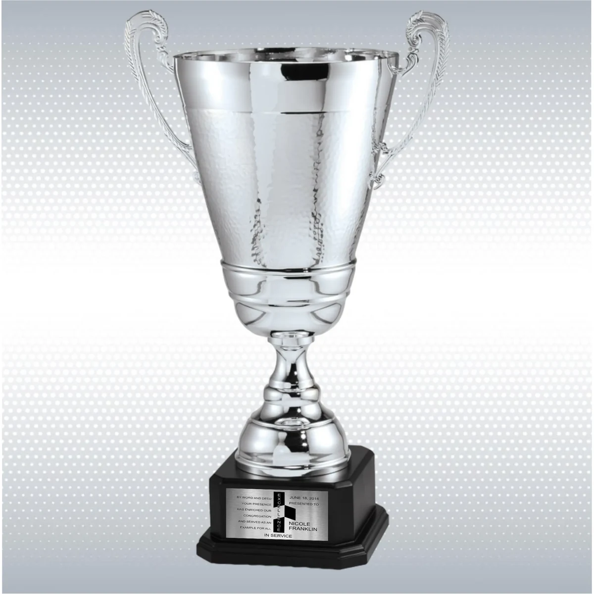 Gold or Silver Assembled Metal Cup Trophy On Wood Base 1