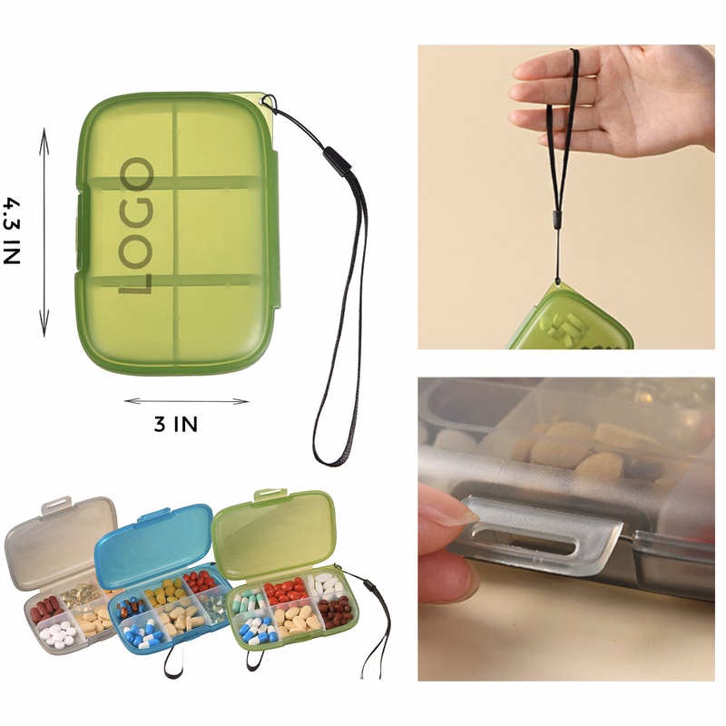 MOQ 10 PCS Organized 6 Compartments Pill Organizer