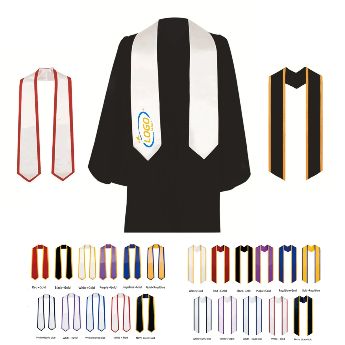 60" x 5" Unisex Graduation Sash Honor Stole Full Color 1