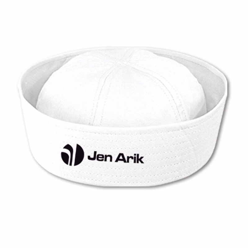 100% White Cotton Sailor Hat with a 1-color direct pad print