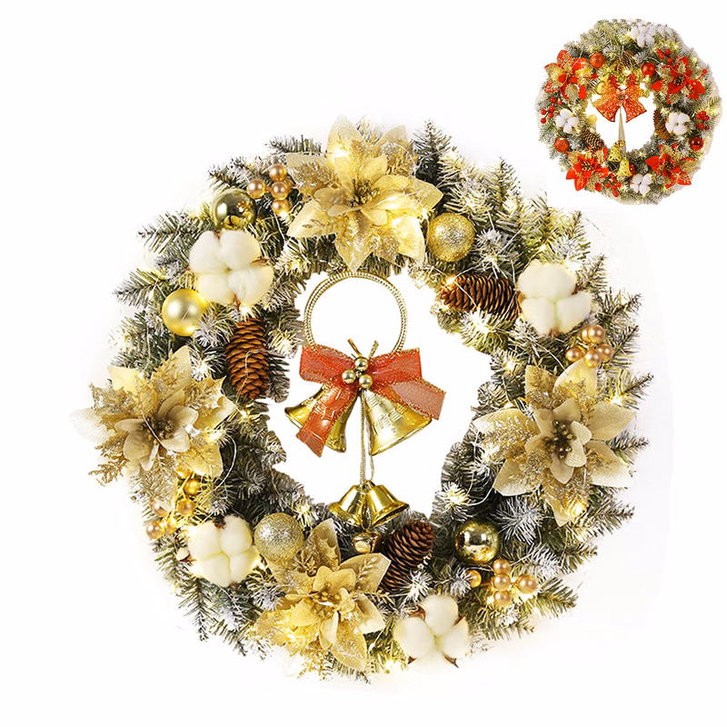 Front Door Lighted Wreath Decorations