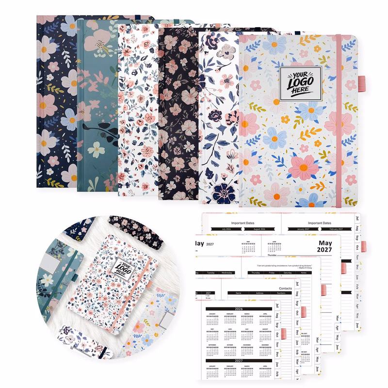 A5 Floral Hardcover Agenda Weekly Monthly Organizer