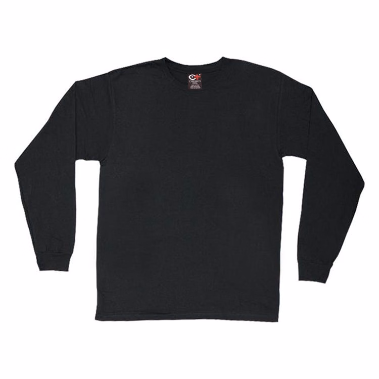 Cotton Plus Long Sleeve T-Shirts Black Large