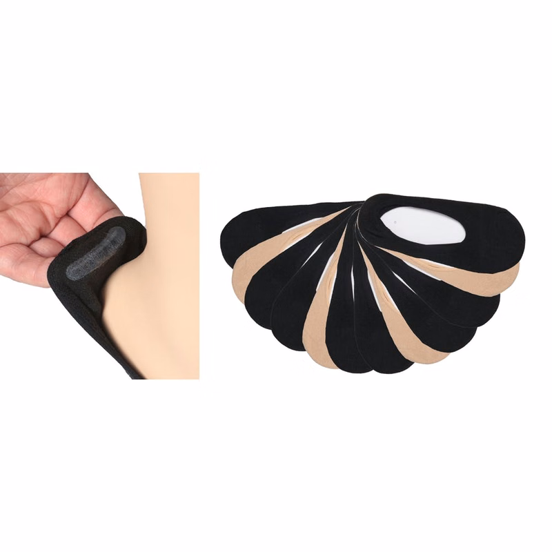 Women's Foot Liners - Black & Beige with Silicone 3 Pack