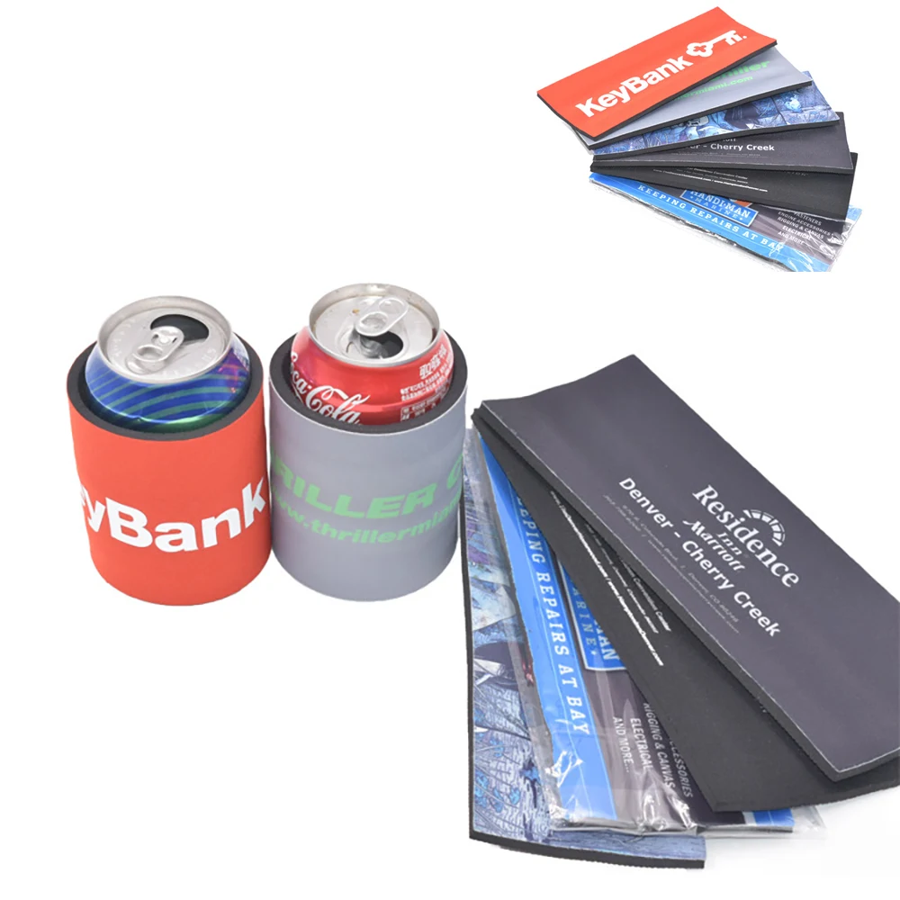 Neoprene Beverage Slap Wrap Can Coooler, custom koozie with logo imprint 1