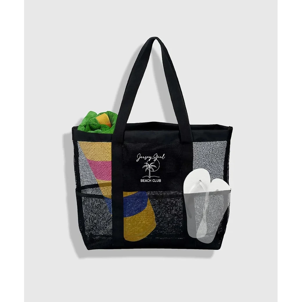 Deluxe Mesh Beach Bag, custom tote bag with logo imprint 1