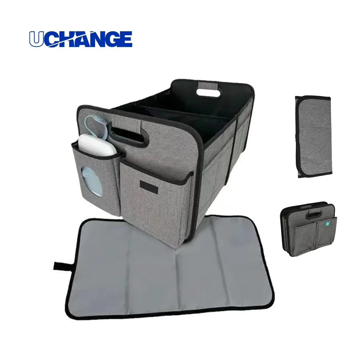 Collapsible Storage Car Trunk Organizer With Changing Mat 1