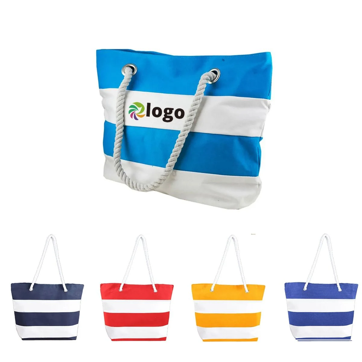 Stripe Canvas Tote Bag, custom tote bag with logo imprint 1