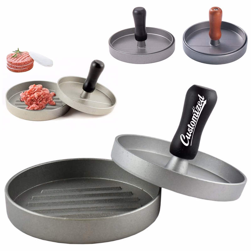 Aluminum Burger Press with Handle and 100 Patty Papers