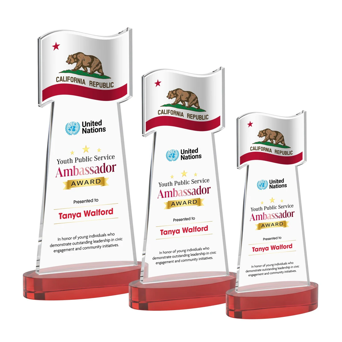 Flag VividPrint™ Award on Alberton Base - Red 1