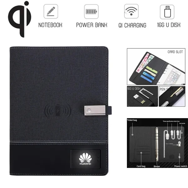 8000 mAh Wireless Charging Power Bank Notebook with LED Logo 1