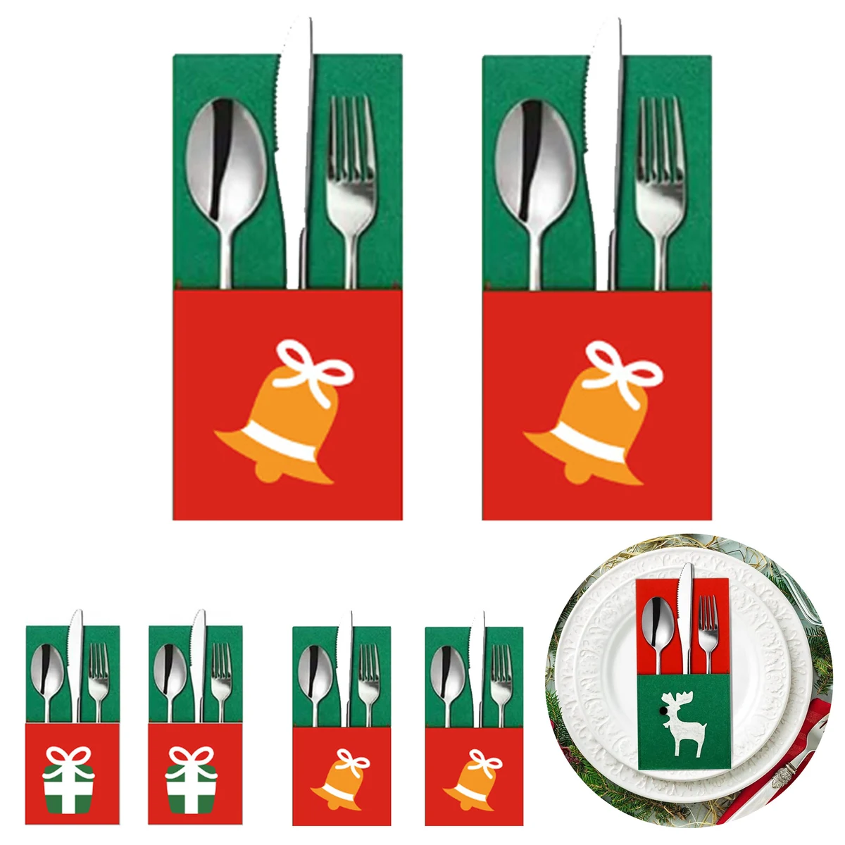 Holiday Felt Silverware Holder for Christmas Table Settings 1