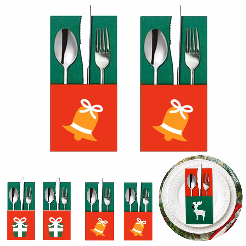 Holiday Felt Silverware Holder for Christmas Table Settings