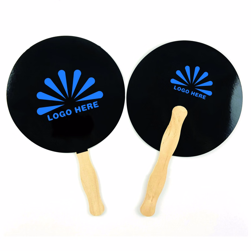 Full Color Paper Fan With Wooden Handle