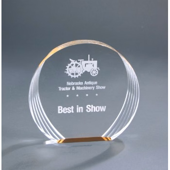 6 1/2" x 6" Gold Round Acrylic Award