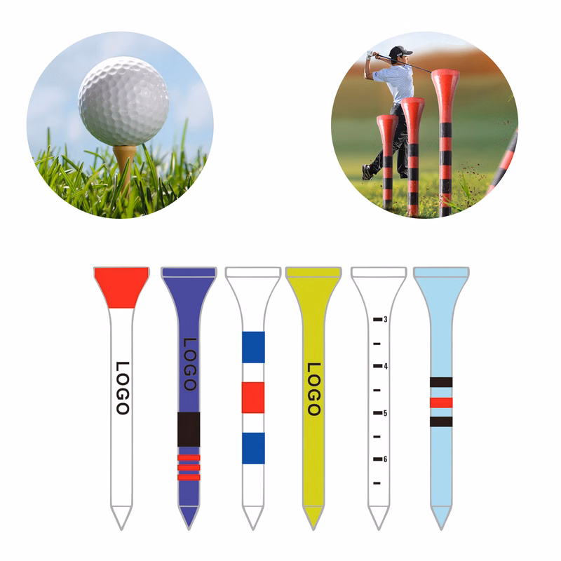3.3" x 0.25" Wooden Colorful Golf Tees