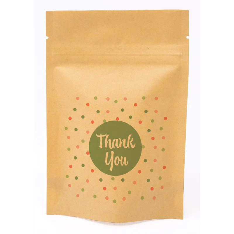 Polka Dots Predesigned Kraft Barrier Pouch (4"W x 6"H x 2"D)