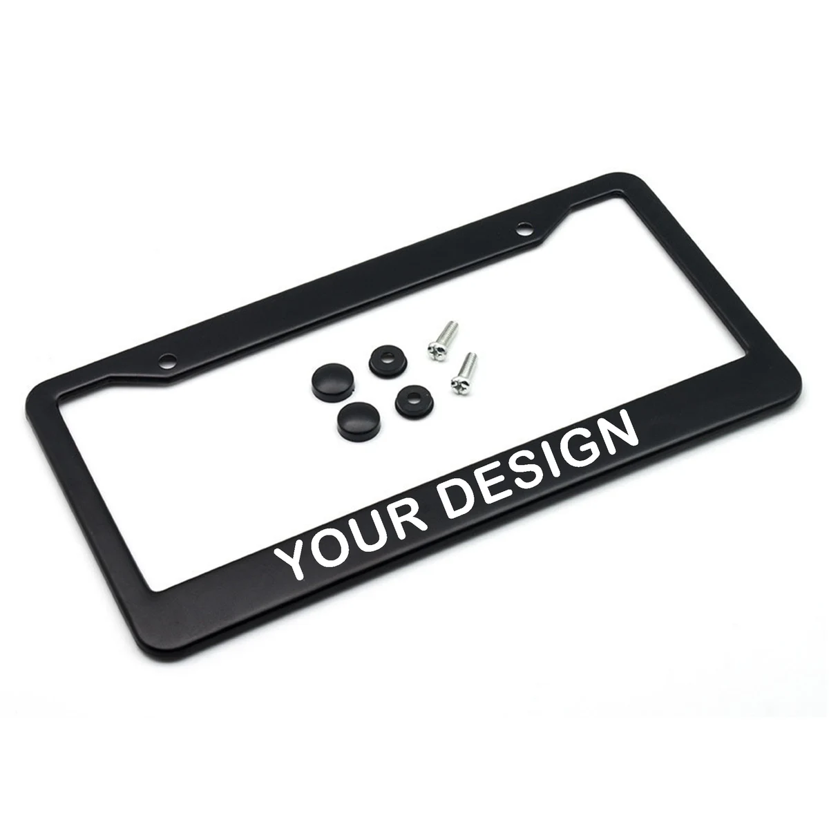 Aluminum License Plate Frame - Matte Black With Screws 1
